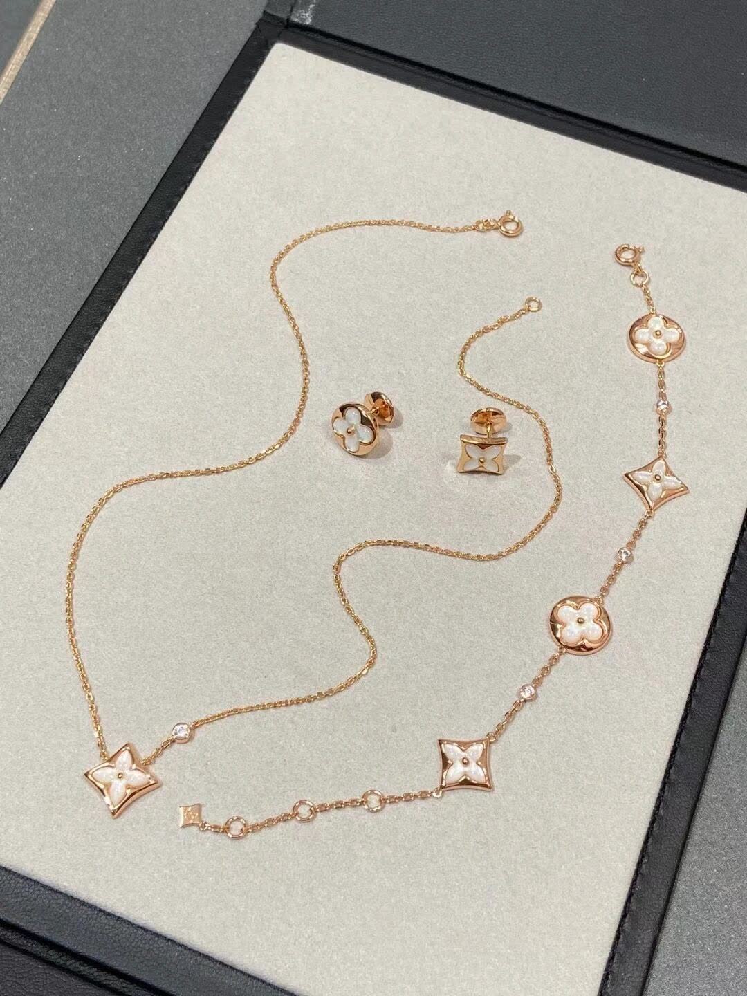 Louis Vuitton Gold Flower Earrings and Bracelet Set